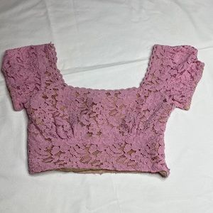 Pink Lace Cropped Shirt